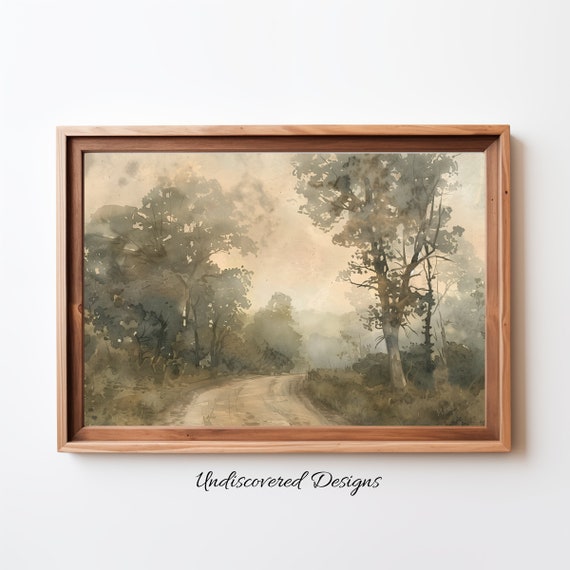 Vintage Landscape Art Print Dirt Path Trees