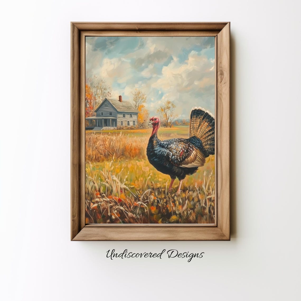 Wild Turkey In A Sunlit Meadow Vintage Farm Animal Painting Poster