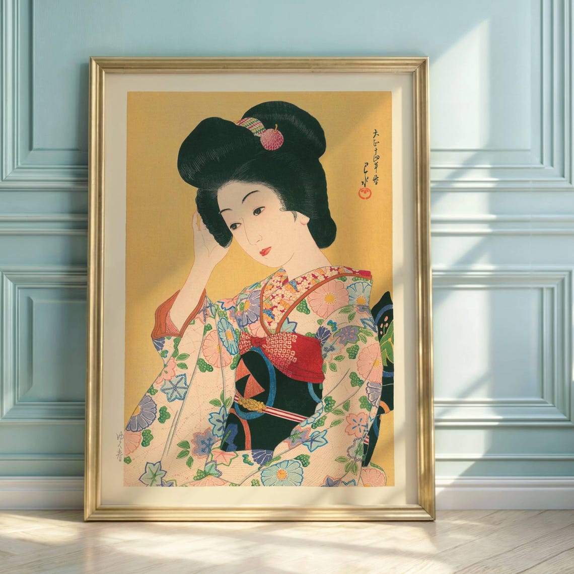 Hasui Kawase Departing Spring Kimono Beauty Japanese Woodblock Poster