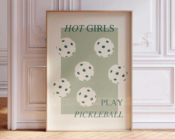 Hot Girls Play Pickleball Funny Sporty Retro Pickleball Art Poster