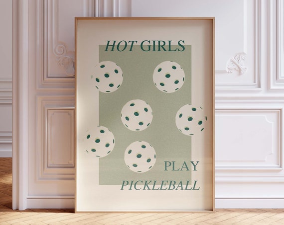 Hot Girls Play Pickleball Print Sporty Art Decor Gym Wall Court Funny Athlete