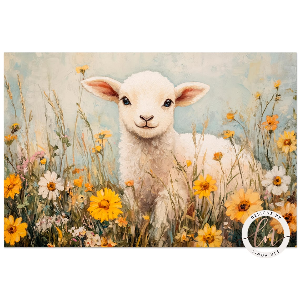 Vintage Lamb Spring Art Print, Easter Cottagecore - Image 3