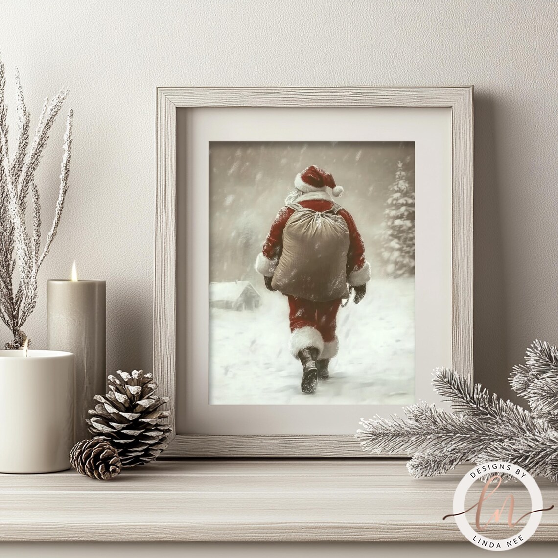 Vintage Santa Christmas Eve Holiday Poster Print - Image 2
