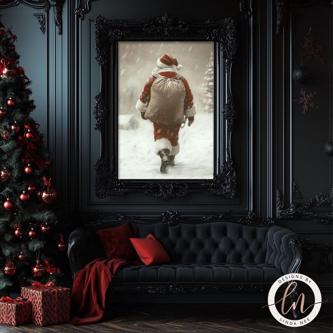 Vintage Santa Christmas Eve Holiday Poster Print - Image 4