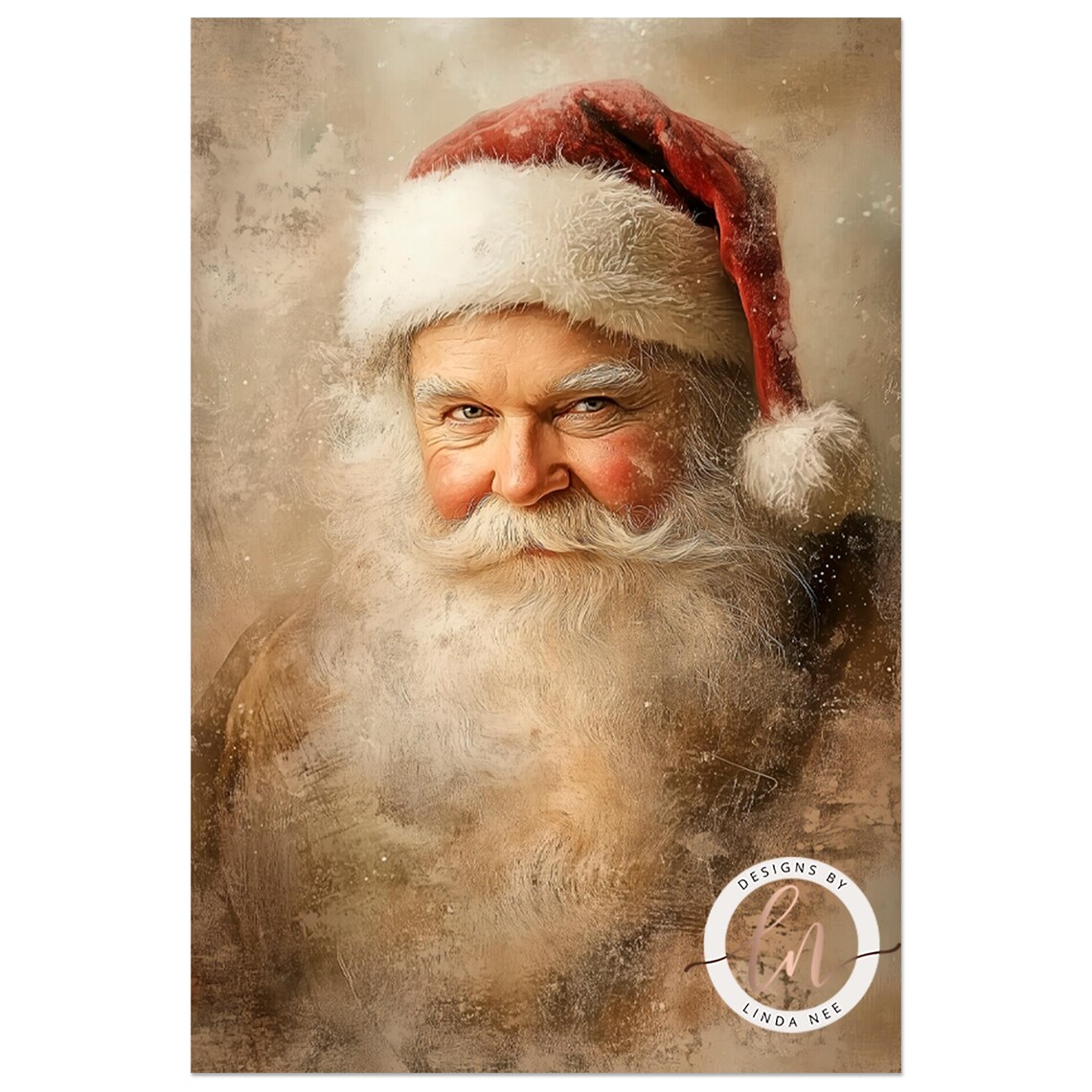 Vintage Santa Portrait, Christmas Wall Art Print - Image 3