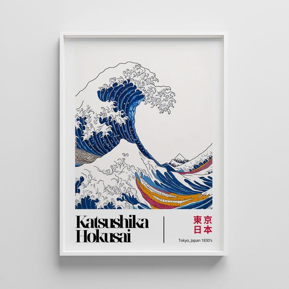 Hokusai Exhibition Poster Vintage Japanese Ukiyoe Art