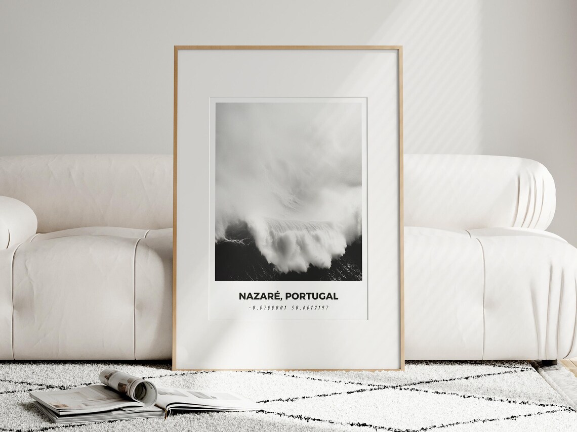 Nazare Portugal Big Wave Surf Photography Travel Gift Art Poster