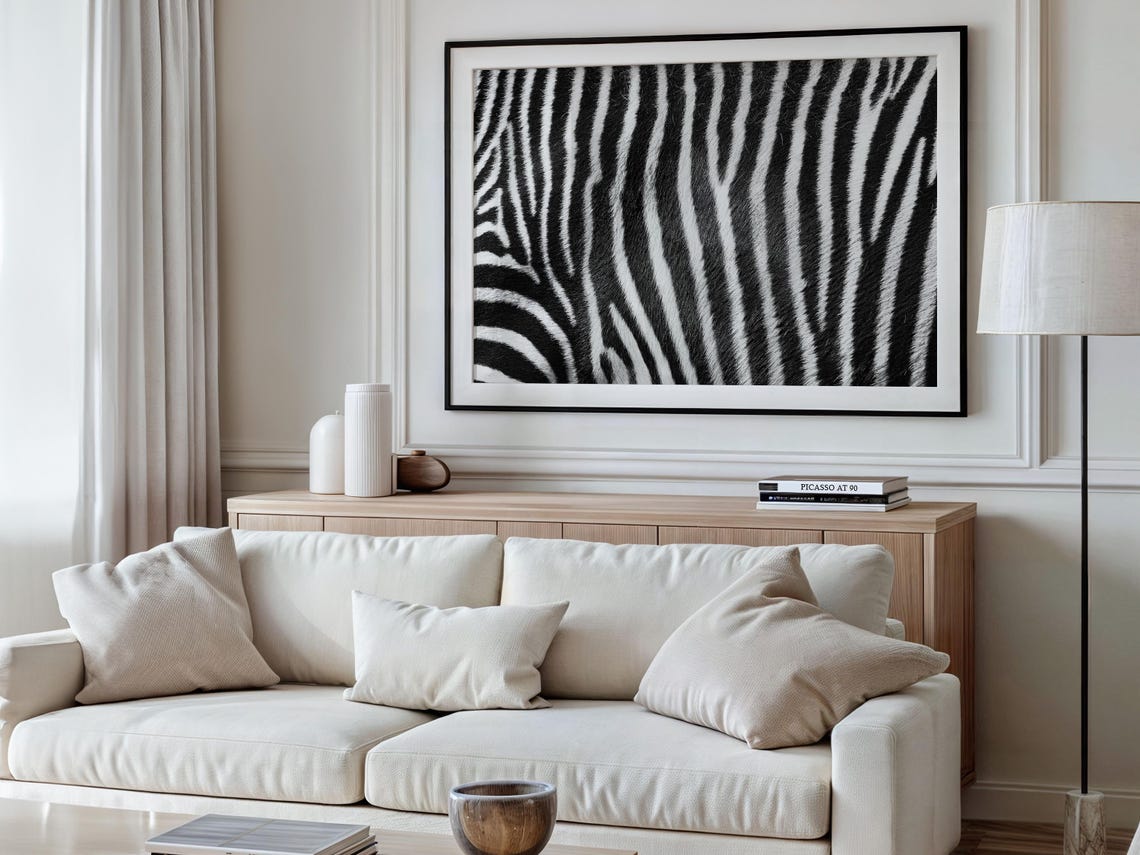 Zebra Stripes Close Up Black and White Abstract Texture Photo Poster
