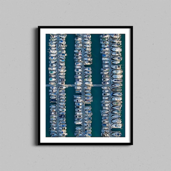 Sailboat Marina Aerial View Docked Boats Top Down Photo Poster