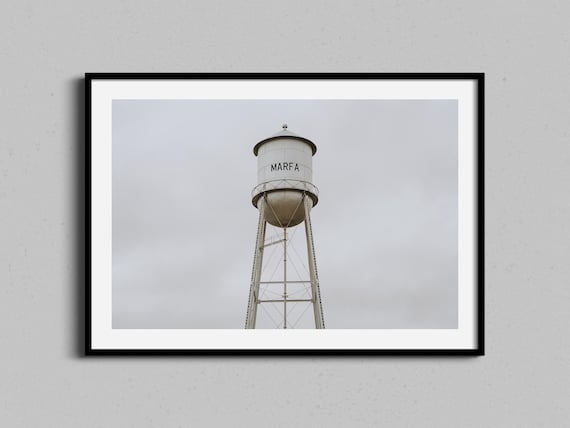 Marfa Texas Water Tower Minimalist Landmark Photography Art Poster