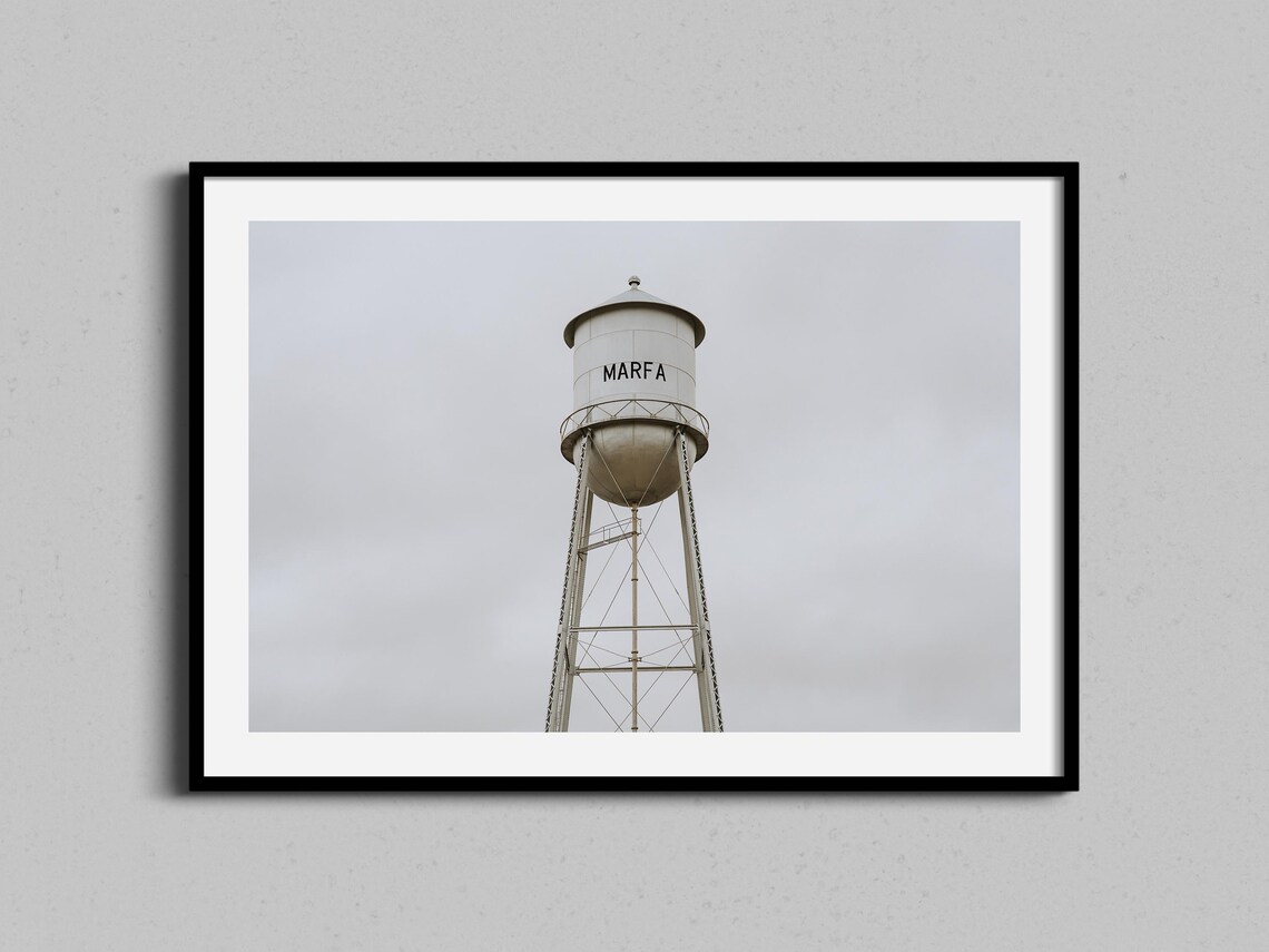 Marfa Texas Water Tower Minimalist Landmark Photography Art Poster