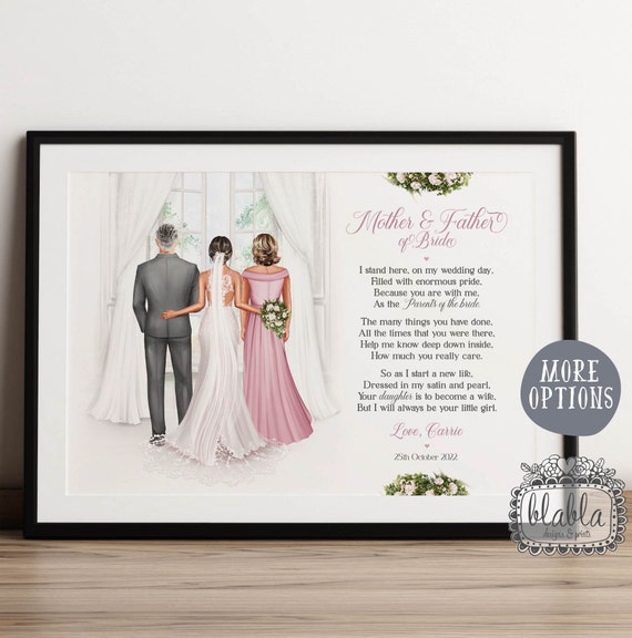 Personalised Parents Of The Bride Gift Custom Bride And Parents Portrait Art Mother Of The Bride Custom Custom Bridal Drawing