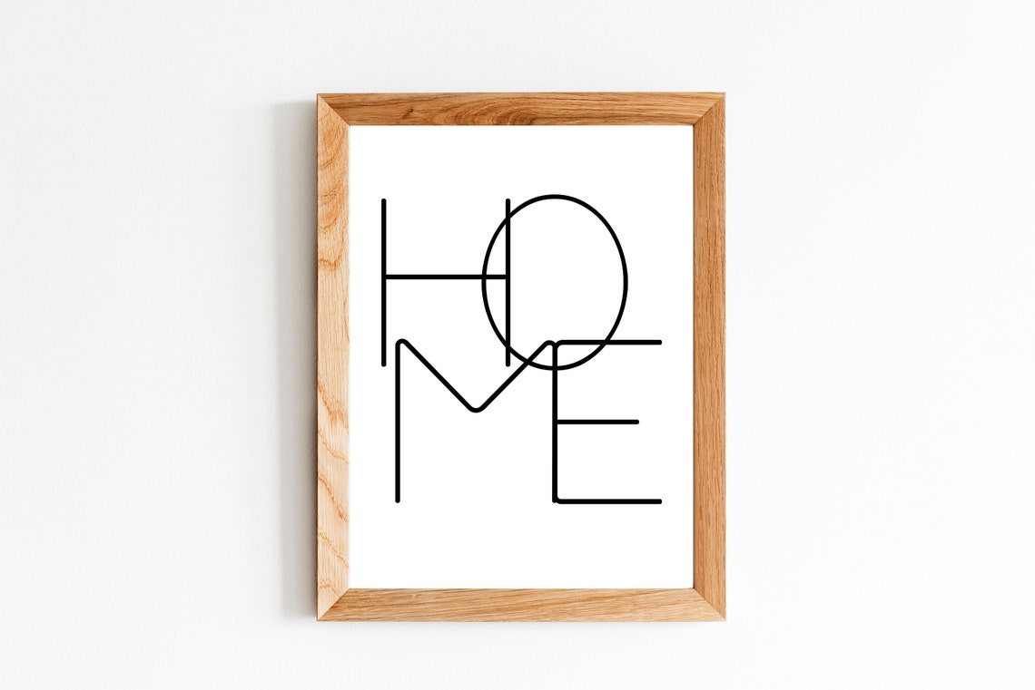 Home Word Minimalist Line Art Typography Black White Decor Poster - Image 2