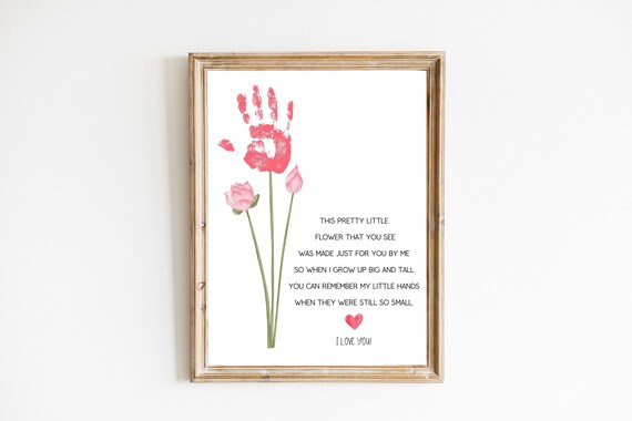 Handprint Flower Poem I Love You Kids Craft Mother's Day Poster