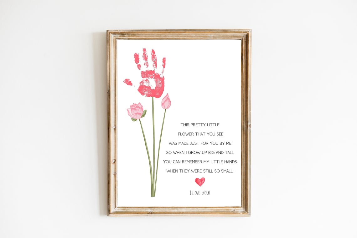 Handprint Flower Poem I Love You Kids Craft Mother's Day Poster