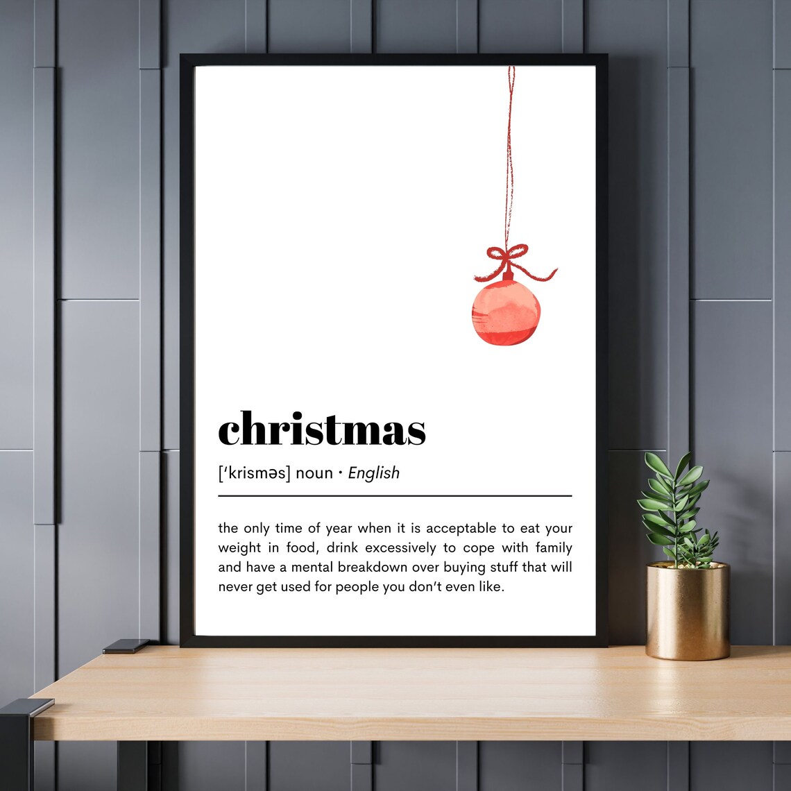Funny Christmas Definition Noun Quote Ornament Humor Holiday Poster - Image 3