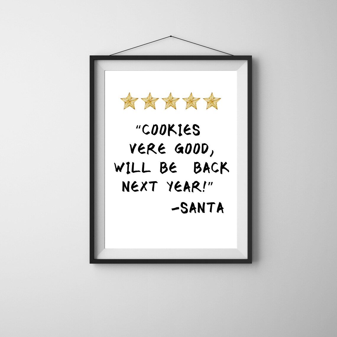 Cookies Five Star Funny Santa Christmas Eve Review Quote Poster - Image 2