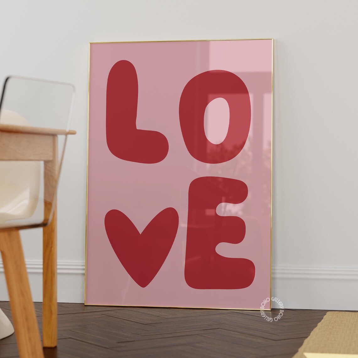 Love Typography Pink and Red Retro Bold Lettering Sweet Poster - Image 3
