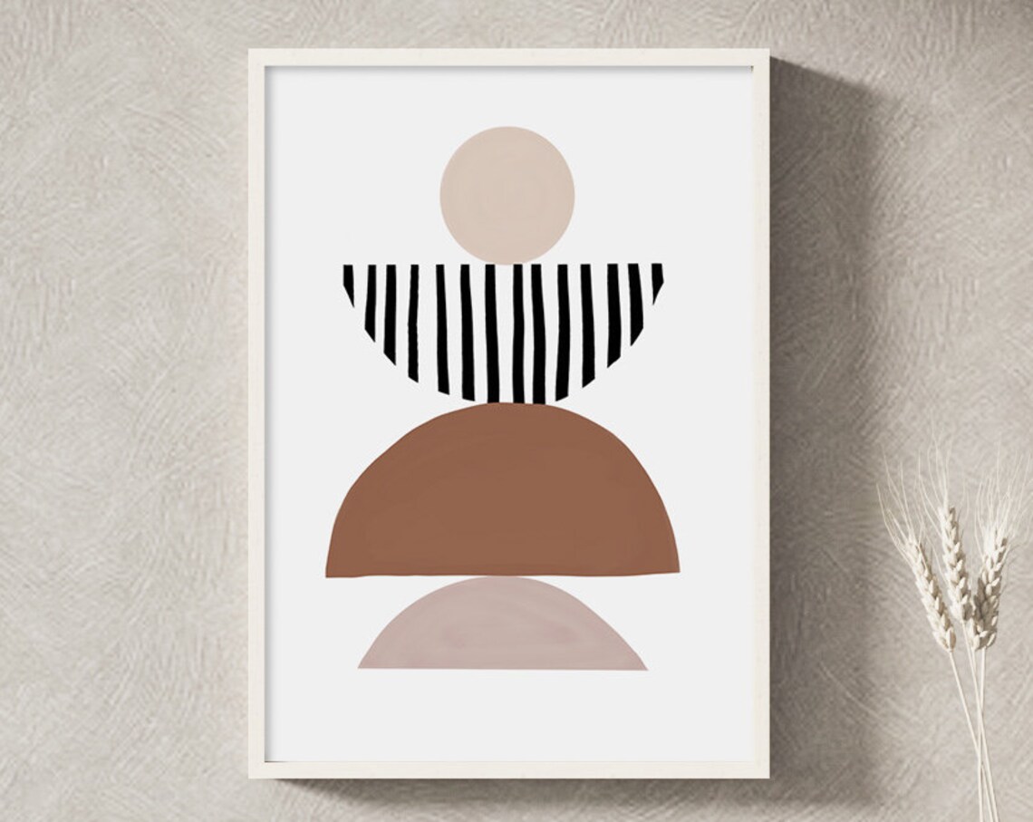 Geometric Neutral Boho Abstract Art Print - Image 3