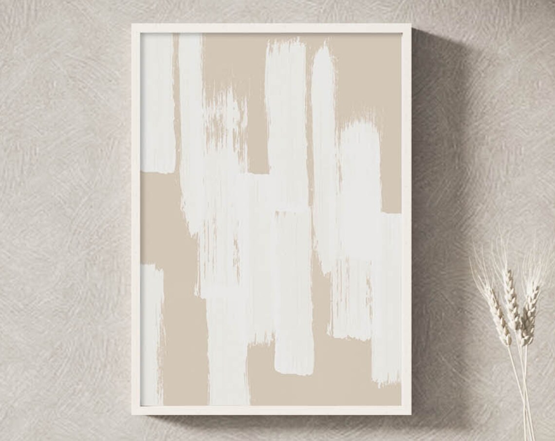 Neutral Minimalist Beige Geometric Watercolor Art Print