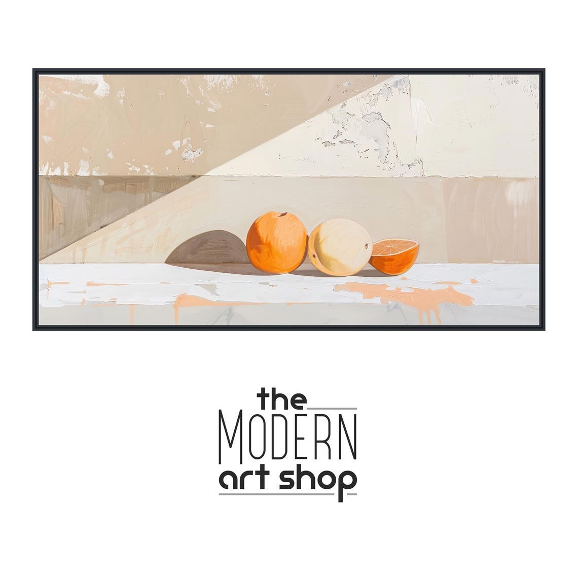 Minimal Still Life Painting Oranges Beige Neutral Fruit Wall Poster - Image 4