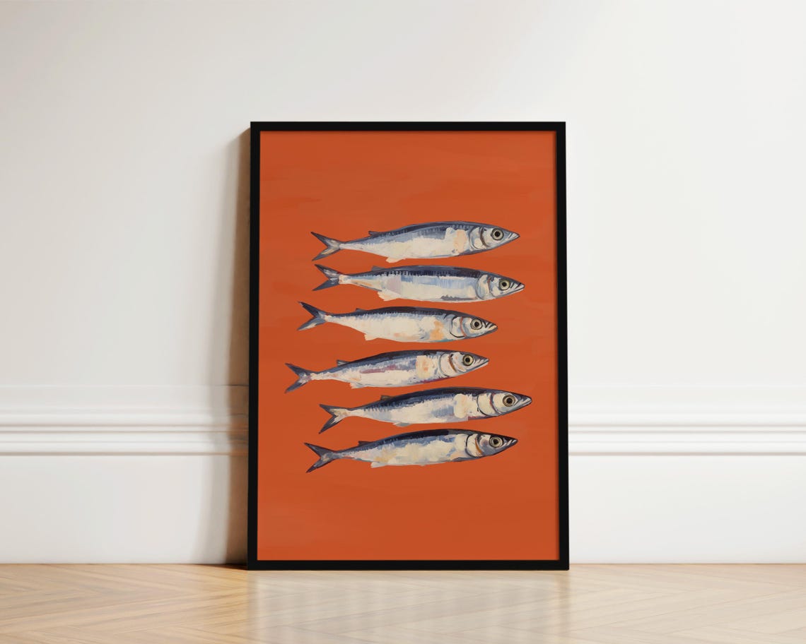 Sardines Kitchen Poster, Italian Kitchen Wall Art