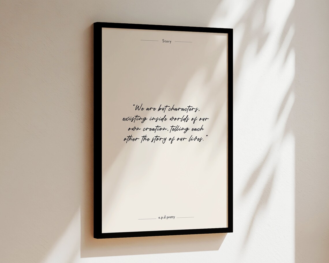 We Are But Characters Story of Our Lives Script Minimalist Poster - Image 3