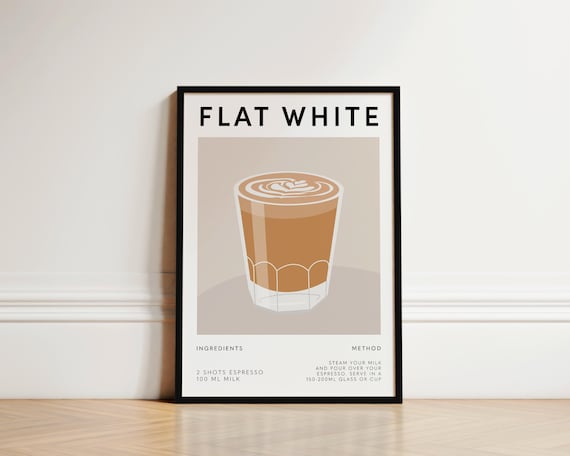 Flat White Coffee Poster, Kitchen Wall Art