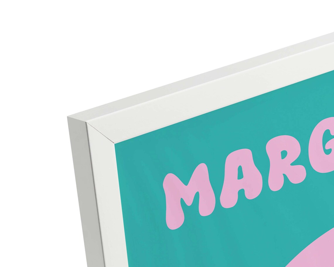 Classic Margarita Cocktail Retro Teal and Pink Bar Decor Poster - Image 2