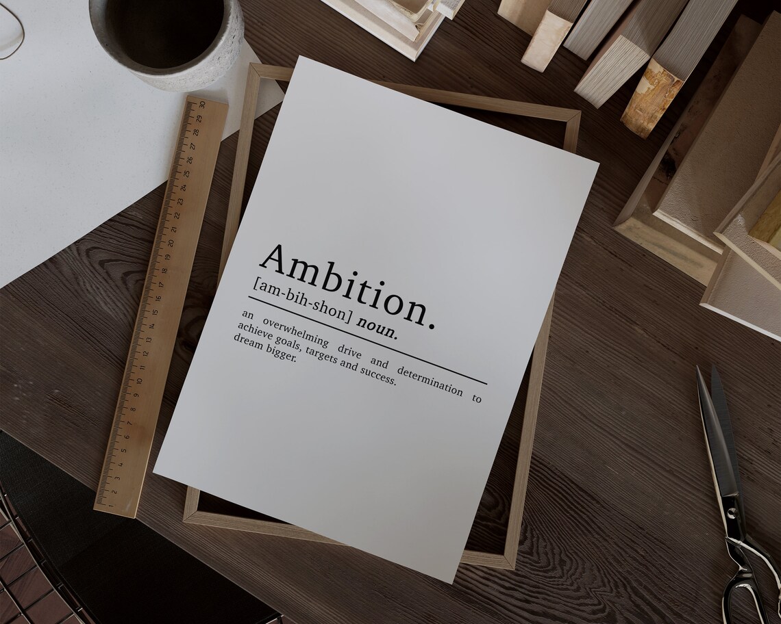 Ambition Definition Motivational Quote Poster - Image 3