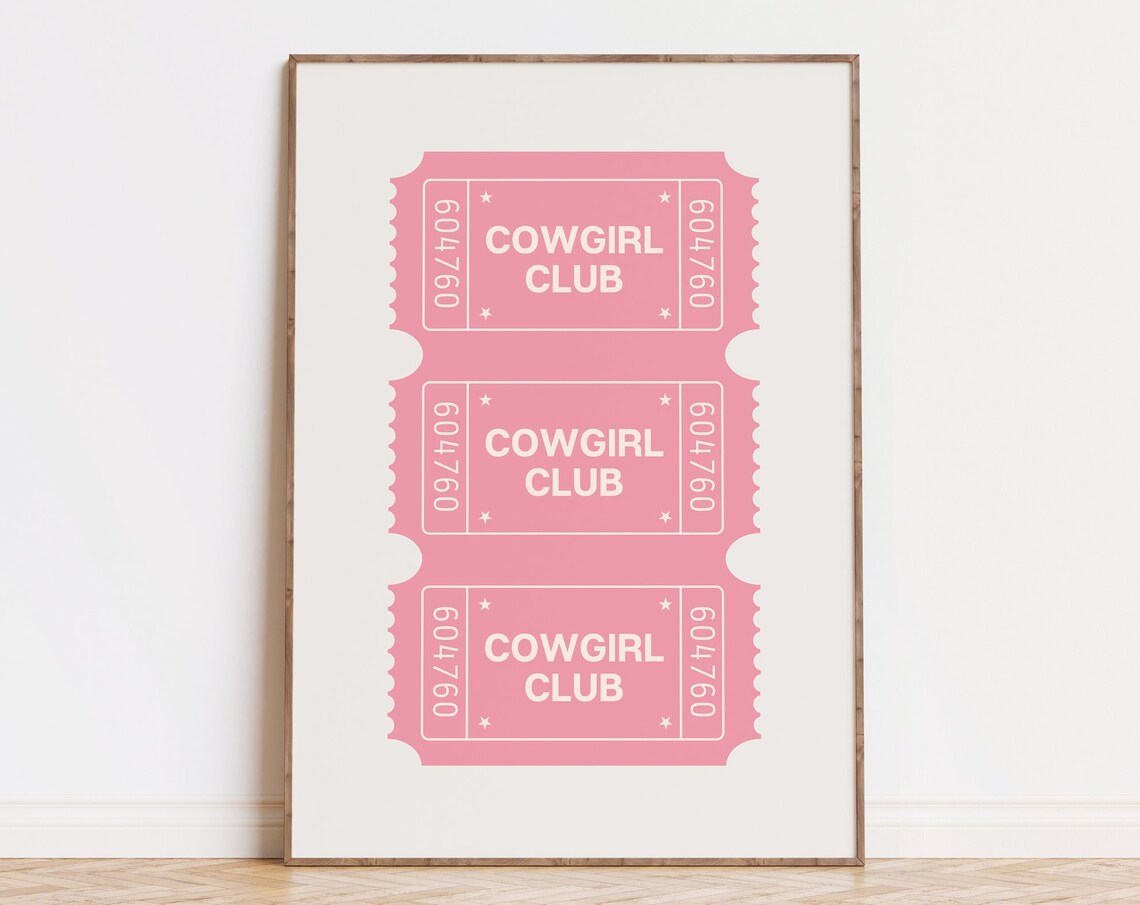 Pink Cowgirl Club Admission Ticket Art Print