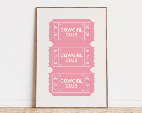 Pink Cowgirl Club Admission Ticket Art Print