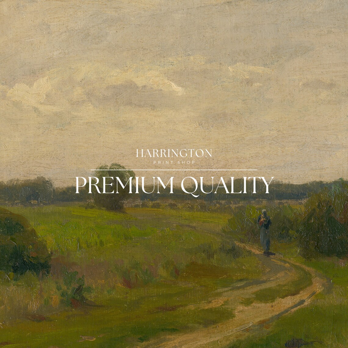 Winding Country Road Lone Walker Green Fields Vintage Art Poster - Image 5