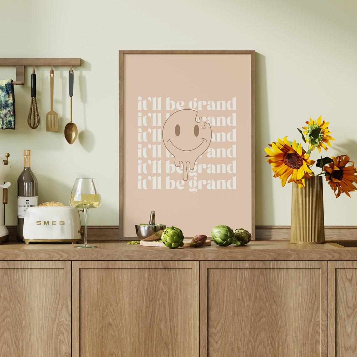 It'll Be Grand Melting Smiley Face Irish Humor Saying Quote Poster - Image 3