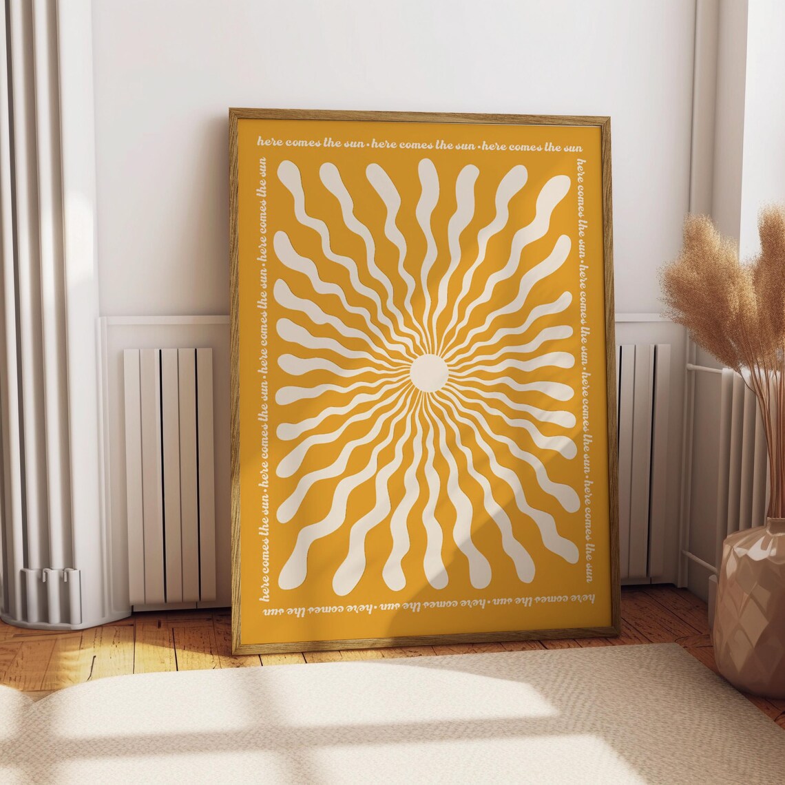 Retro Here Comes The Sun Quote Art Print, Boho - Image 5