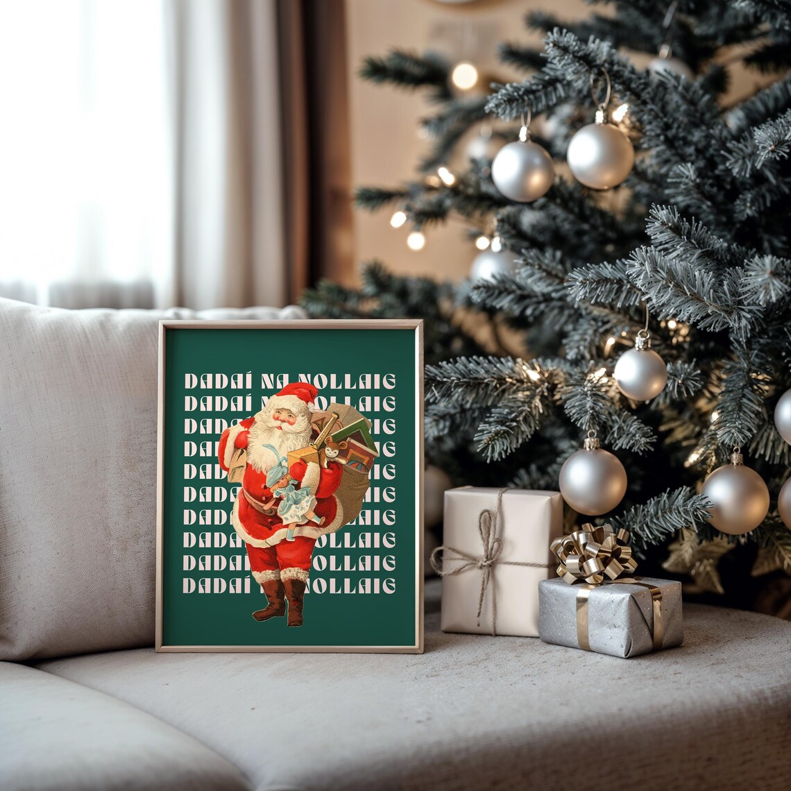 Irish Santa Dadai Na Nollaig Vintage Green Christmas Decor Poster - Image 2