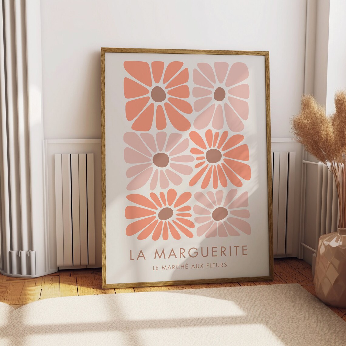 La Marguerite Peach Daisies Vintage French Flower Market Poster - Image 5