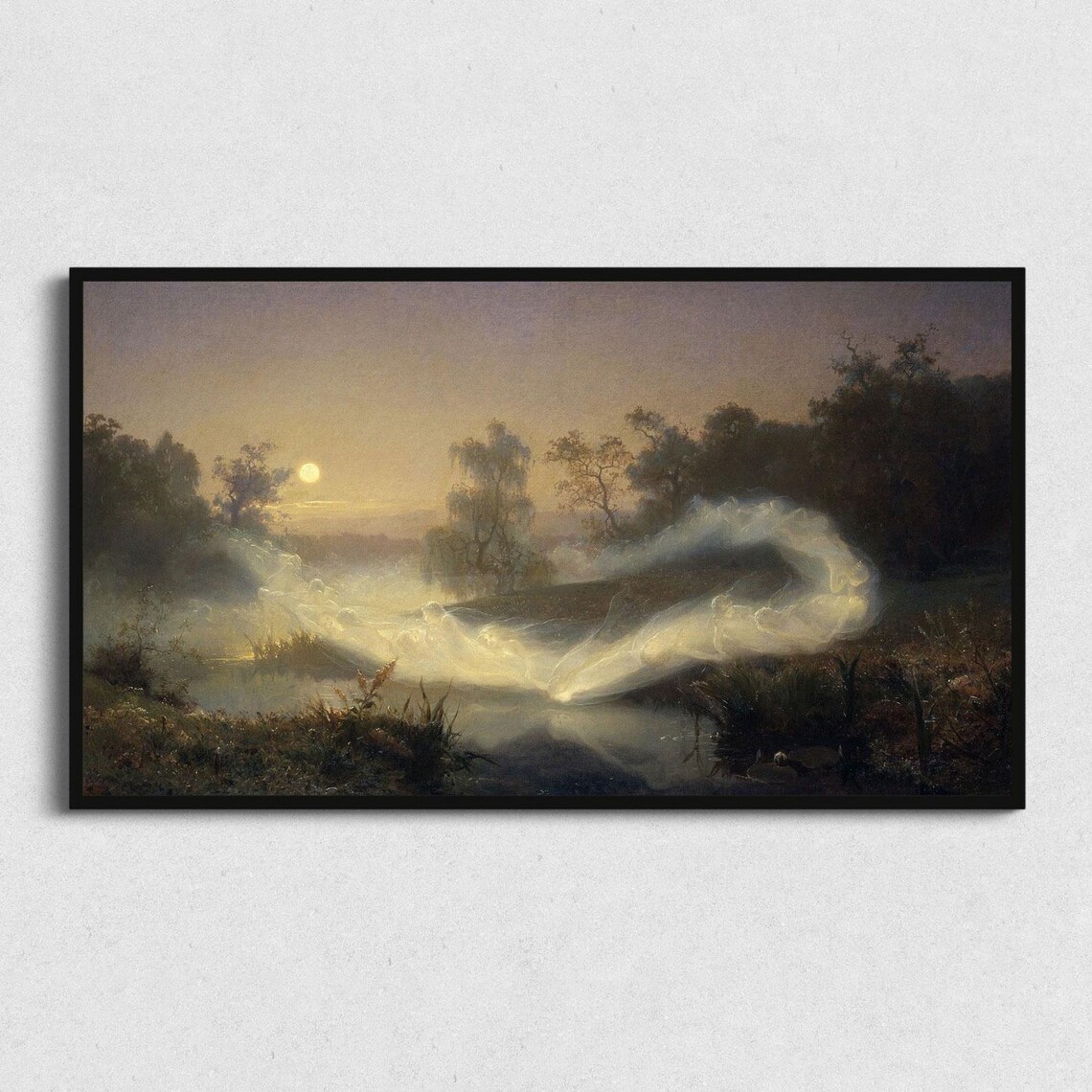 Spooky Frame TV Painting, Vintage Gothic Art Print