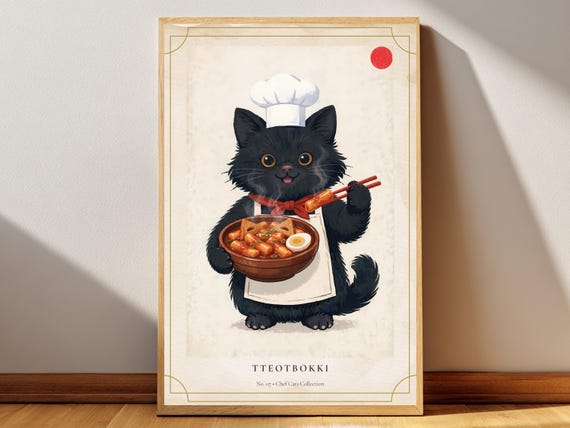 Tteokbokki Cat Poster Printable Wall Art Digital Download
