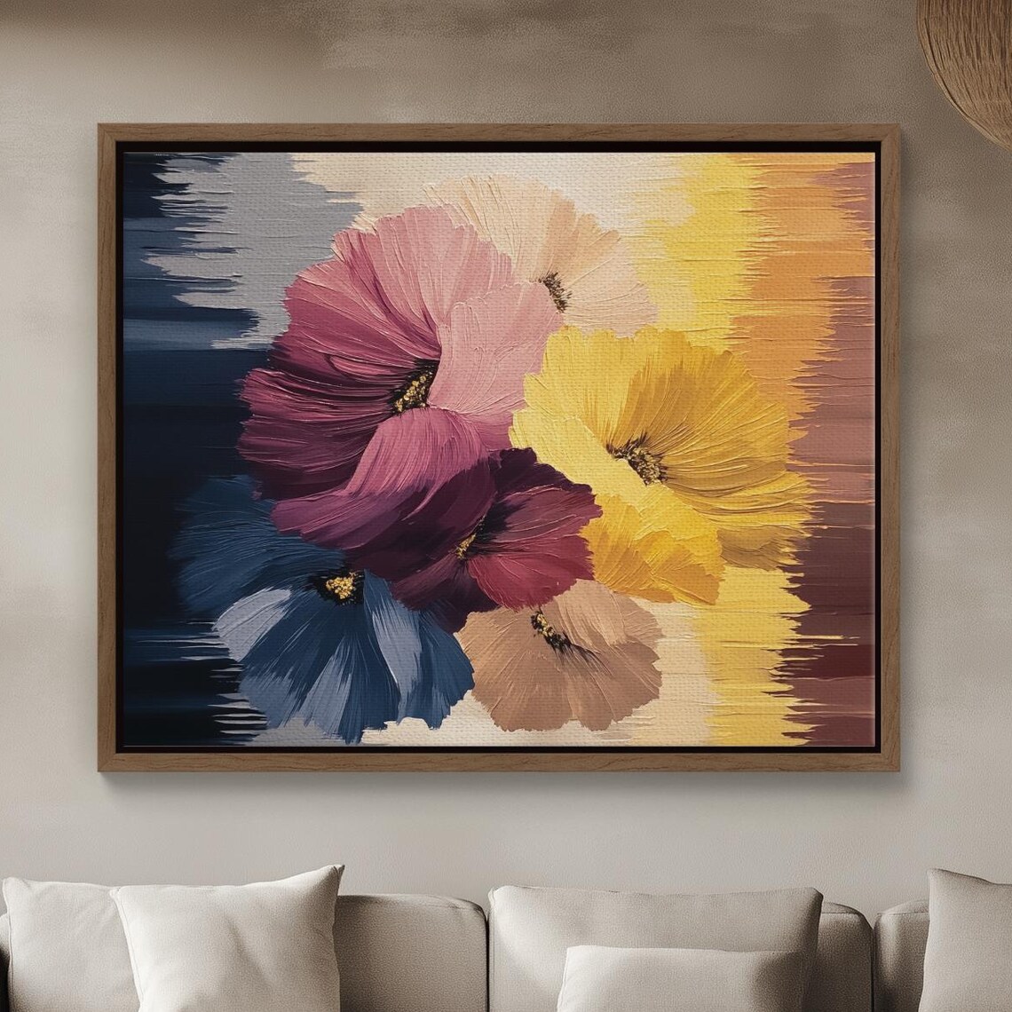 Abstract Colorful Flowers Impasto Textured Floral Art Poster