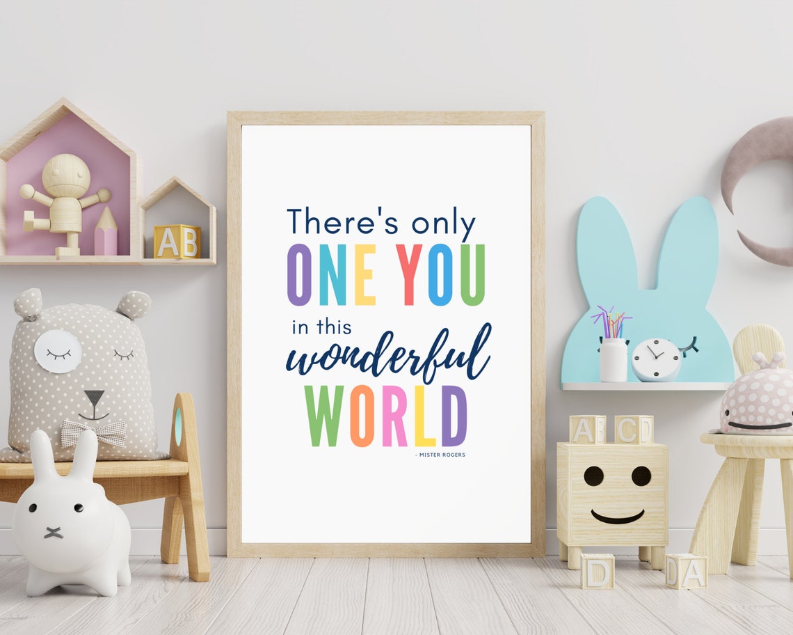 Mister Rogers Theres Only One You In This Wonderful World Quote Poster - Image 3