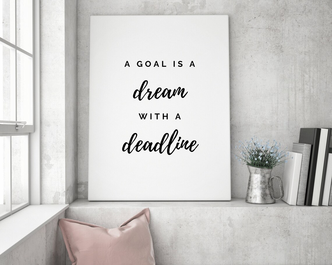 Goal Quotes Motivational Black and White Art Print - Image 3