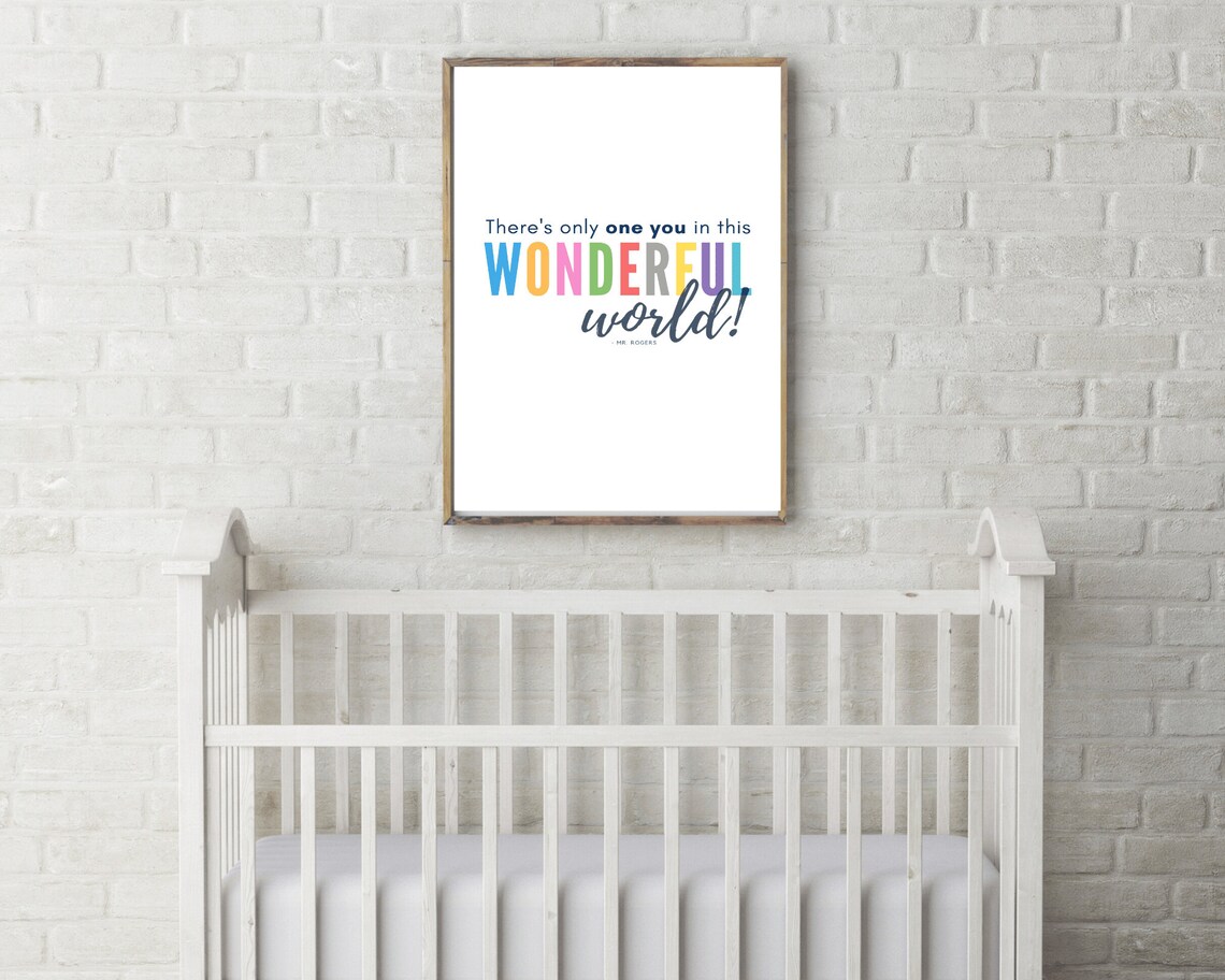 Mister Rogers Theres Only One You Wonderful World Quote Kids Poster - Image 5