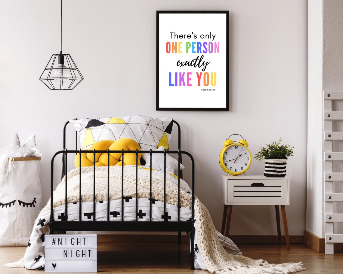 Theres Only One Person Exactly Like You Fred Rogers Rainbow Poster - Image 2