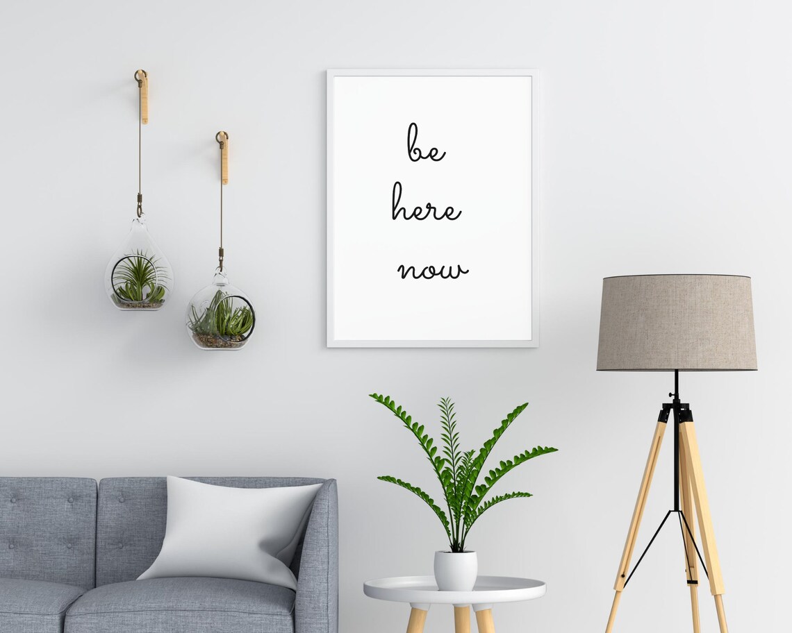 Be Here Now Black Script Typography Mindfulness Yoga Calm Minimal Poster - Image 3