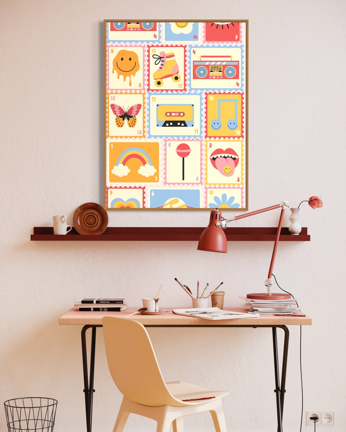Retro Stamps Collage Groovy Nostalgic Pop Culture Art Poster - Image 2