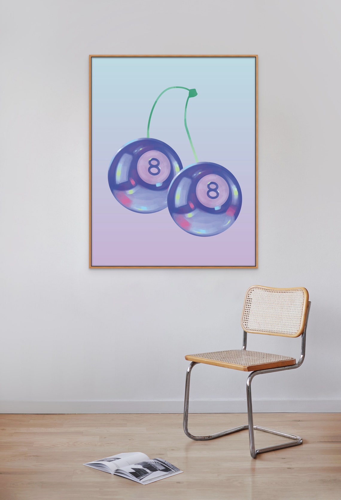 Cherry 8 Ball Art Print Preppy Poster Trendy Vintage Pool Wall Decor - Image 2