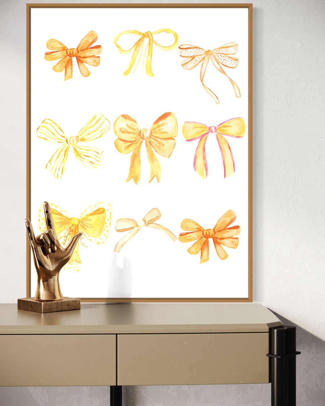 Yellow Watercolor Ribbon Bows Collage Coquette Girly Room Decor Poster - Image 4