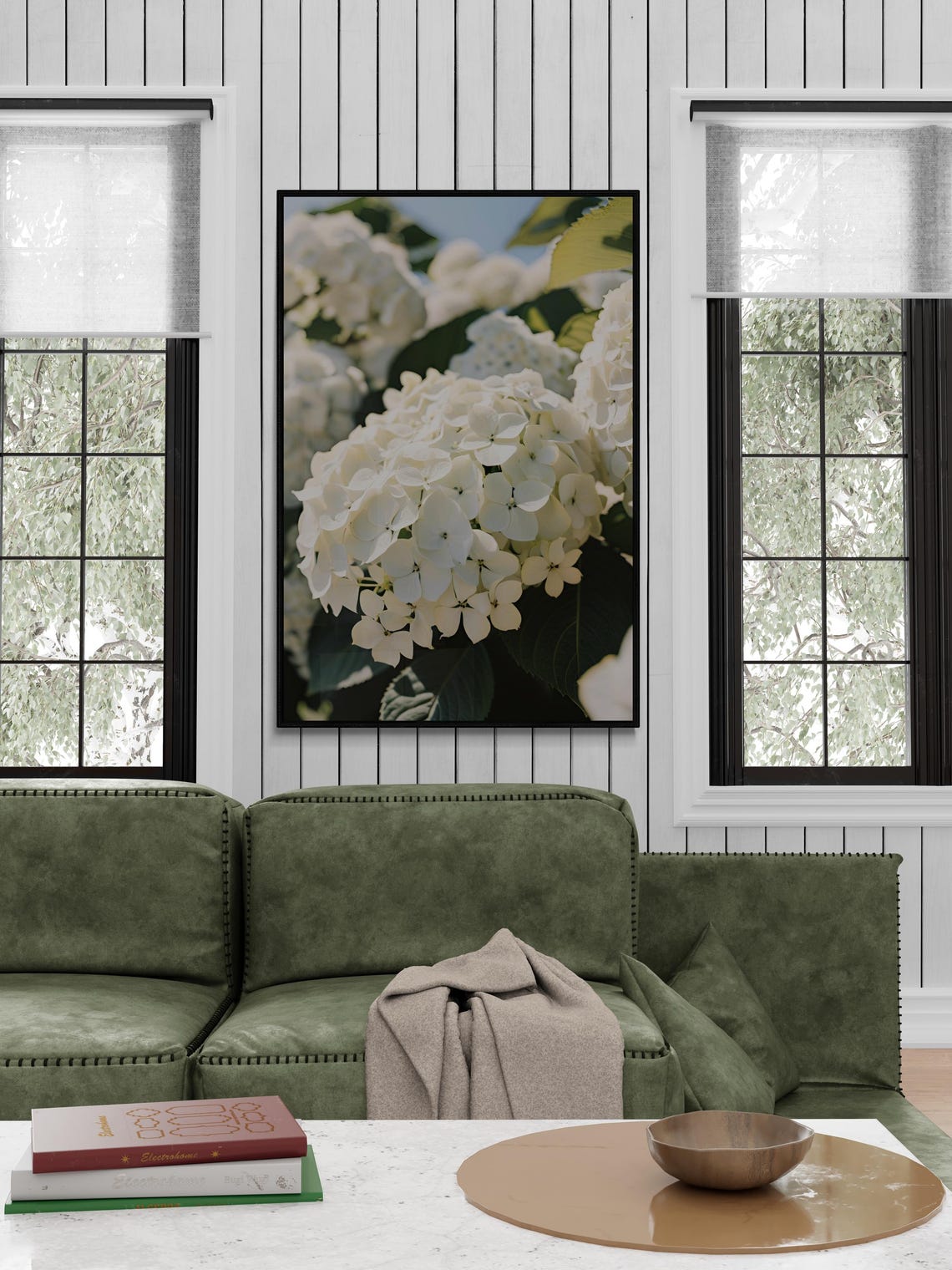 White Hydrangea Botanical Floral Art Flower Market Art Spring Flowers Abstract Design Henri Matisse Style Art - Image 4