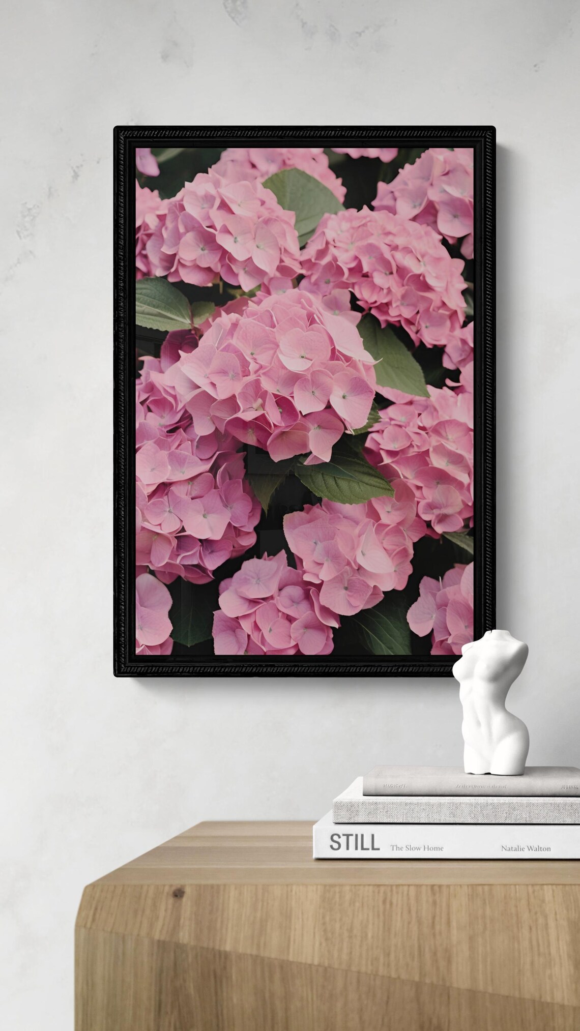 Pink Hydrangea Blossoms Lush Floral Botanical Photography Art Poster - Image 2